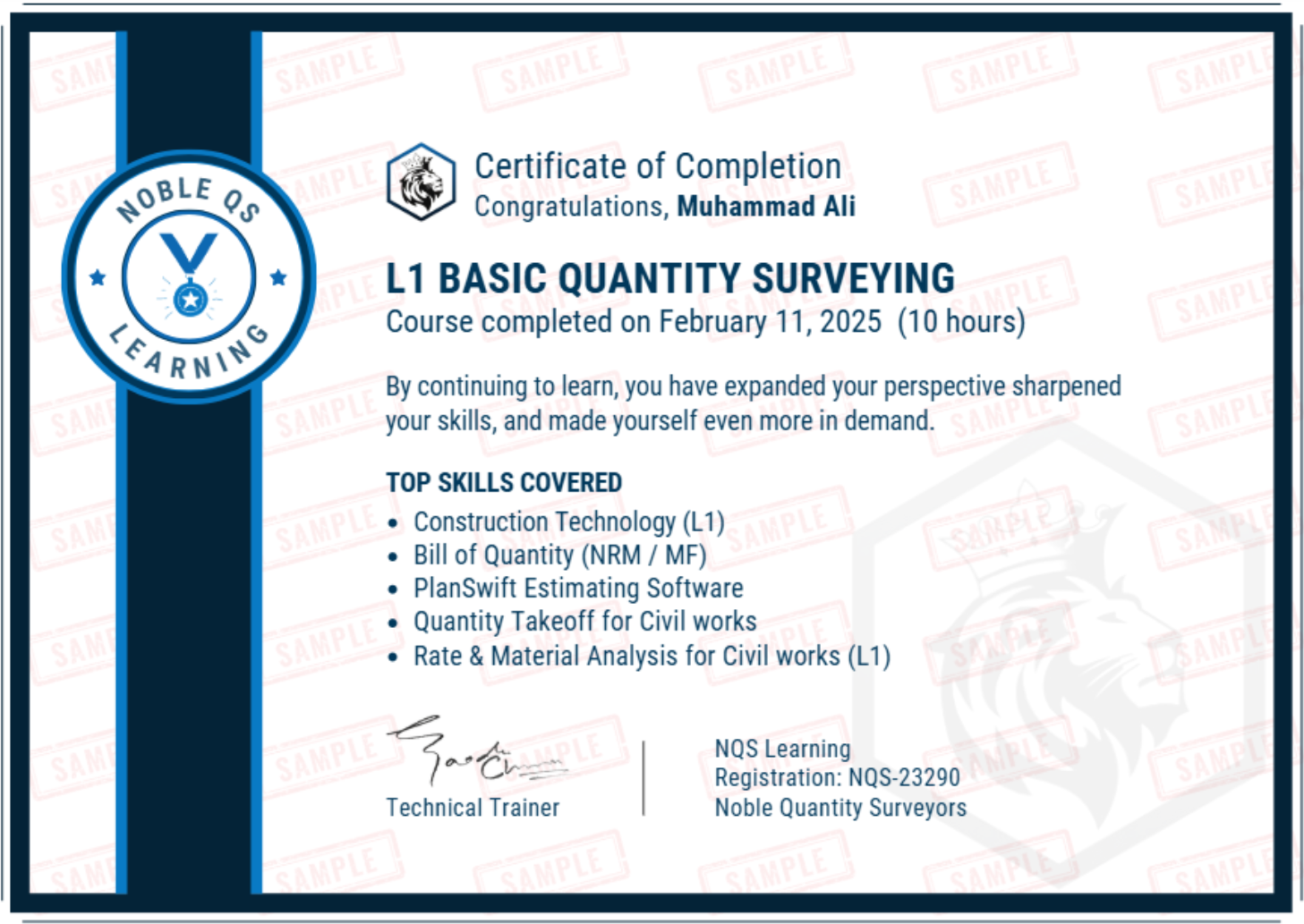 Sample Certificate